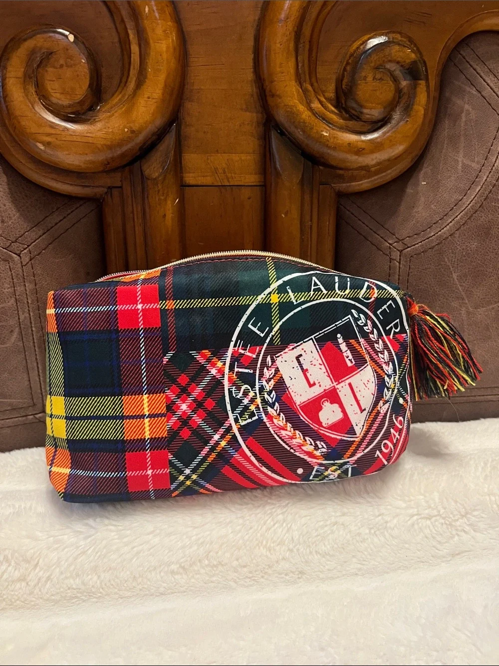 Estee Lauder colorful tartan